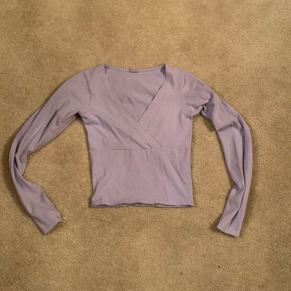 Brandy Melville Lavender Wrap-Style Long Sleeve Top